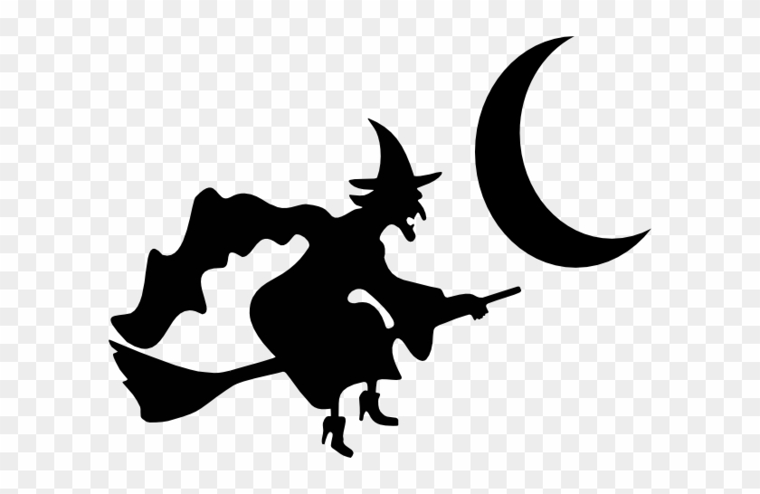 Witch Moon Silhouette Clip Art - Witch On A Broom #855432