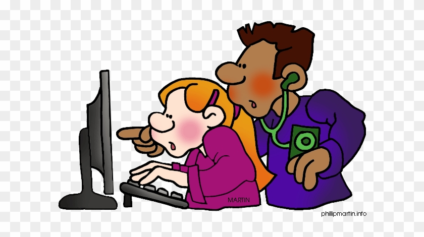 Student Technology Clipart - Student At Computer Clip Art #855463