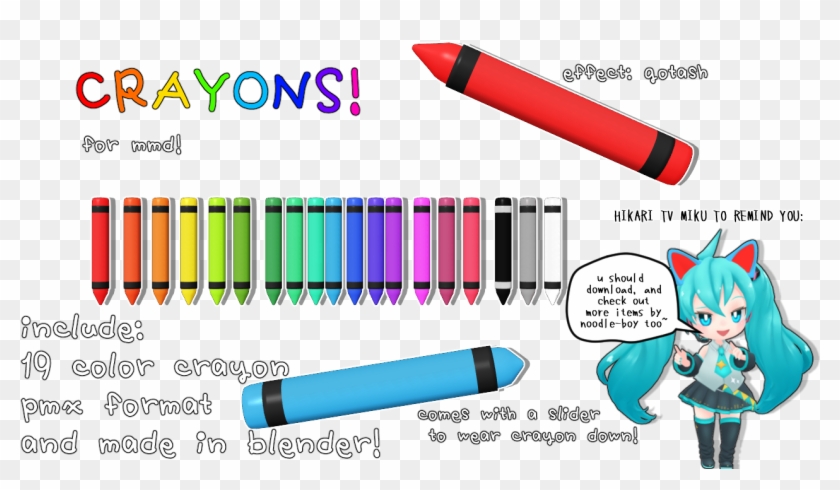 [mmd Dl] Crayons [19 Colors - Writing #855497