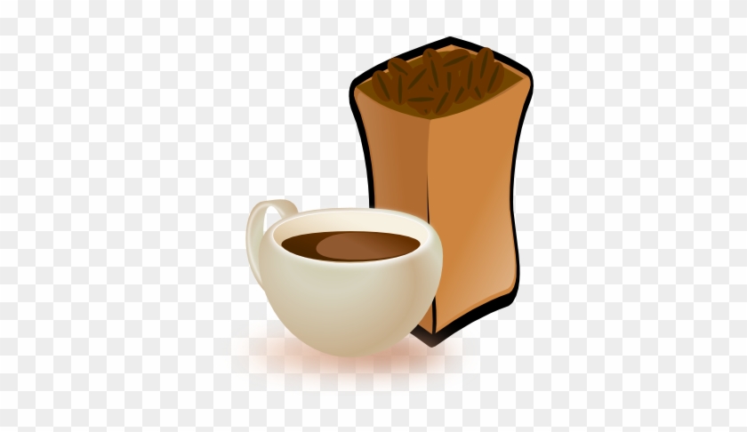 Cup Of Coffee With Sack Of Coffee Beans Clipart - Coffee Beans Clip Art #855660