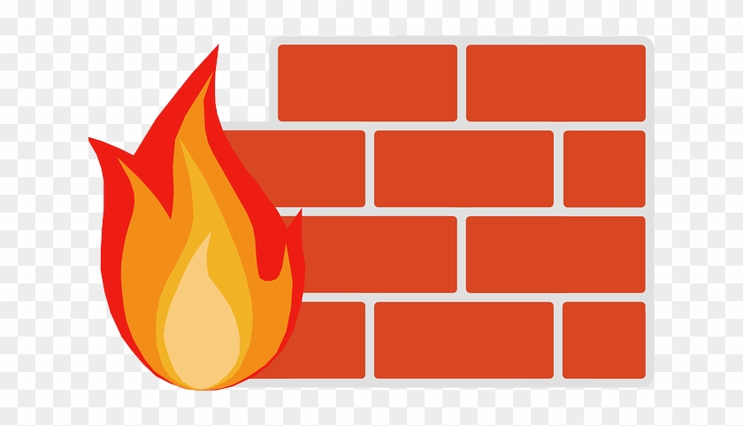 Wall Bricks Red Fire Flame Computer Firewa - Firewall Clipart #855904