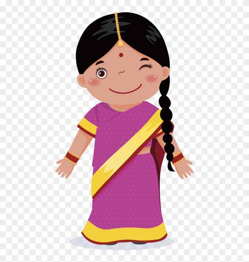 India Child Girl Cartoon - Indian Cartoon Girl Png - Free Transparent PNG  Clipart Images Download