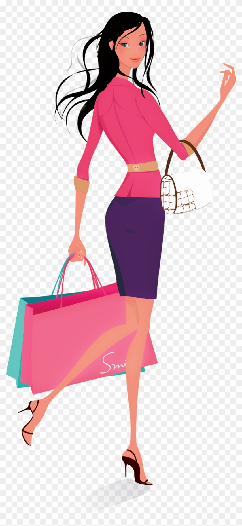 Shopping Women Vector - Woman Shopping Vector Png #856401