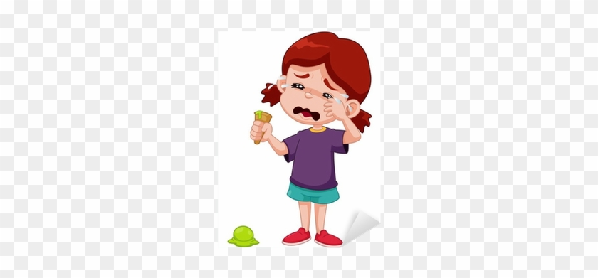 Illustration Of Cartoon Girl Crying With Ice Cream - Girl Is Crying Cartoons #856417