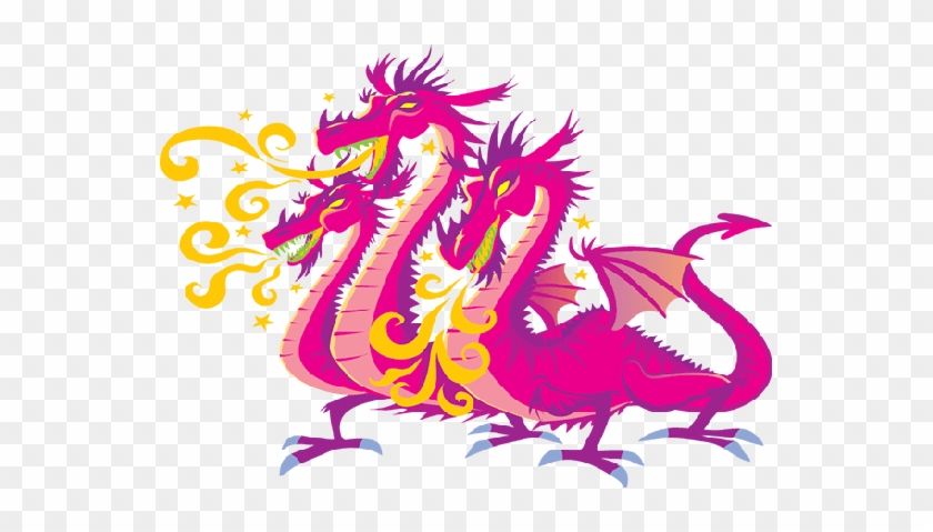 Related Pink Dragon Clipart - Three Headed Dragon #856578