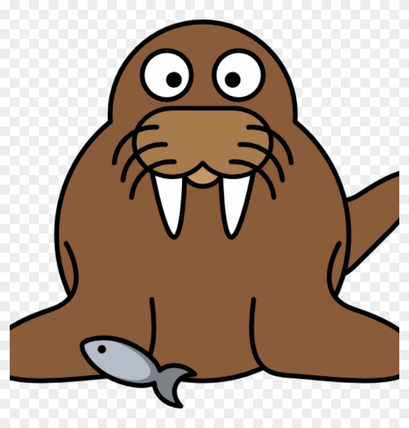 Walrus Clipart With Fish Clip Art At Clker Vector Online - Walrus Cartoon #856936