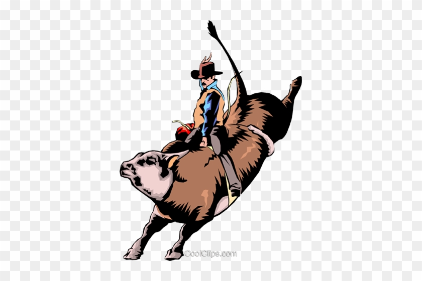 Cowboy Riding A Bull Royalty Free Vector Clip Art Illustration - Clip Art Bull Rider #857007