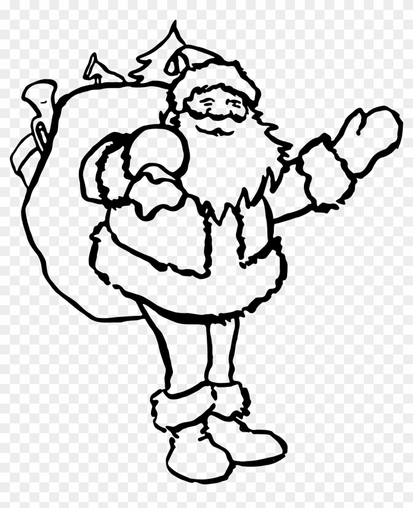 Cartoon Santa Claus Drawing - Santa Claus Black And White Png #857140