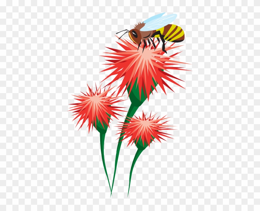 Bee On A Flower Clip Art At Clker - Bees On Flower Clipart #857449