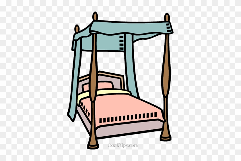 Poster Bed Royalty Free Vector Clip Art Illustration - Four Poster Bed Clipart #857498