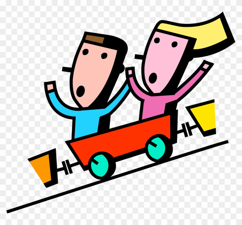 Vector Illustration Of Roller Coaster Ride At Amusement - Vector Illustration Of Roller Coaster Ride At Amusement #857522