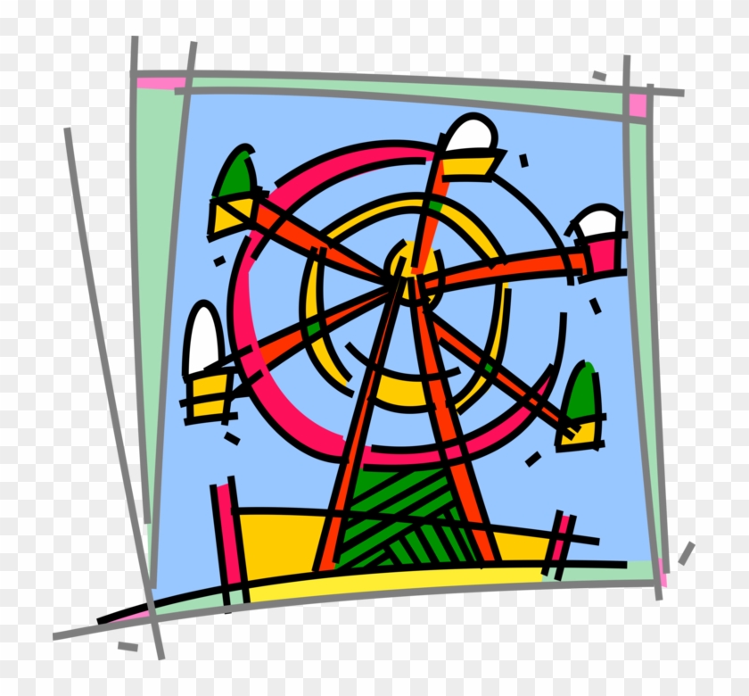 Vector Illustration Of Ferris Wheel Amusement Or Theme - Ferris Wheel Clip Art #857532