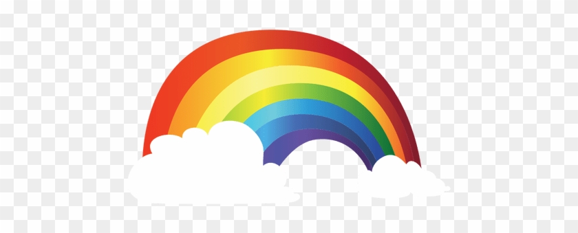 Colorful Rainbow With Clouds Transparent Png - Nuvem Com Arco Iris Png #857610