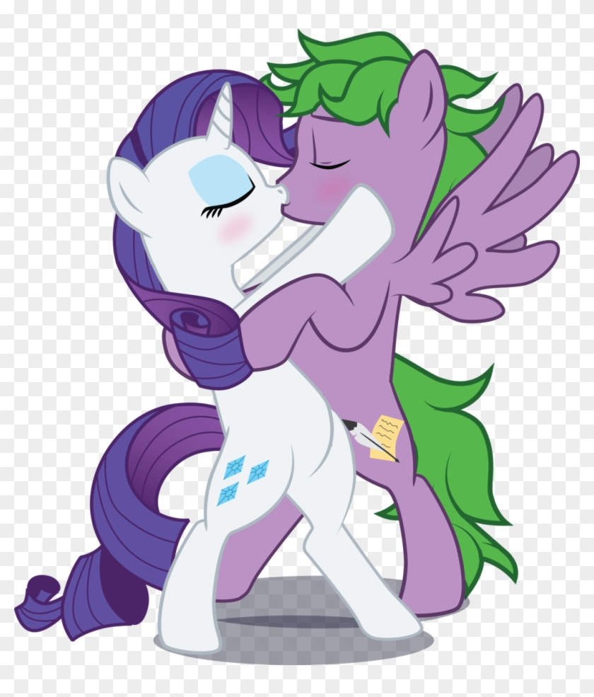 Rarity And Spike By Benybing - Rarity And Spike Kissing #857683