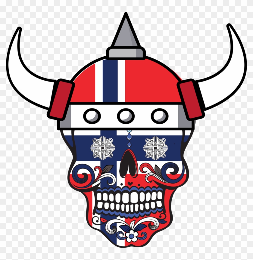 Melding The Flag Of Norway And A Sugar Skull, We Came - Flag #857813