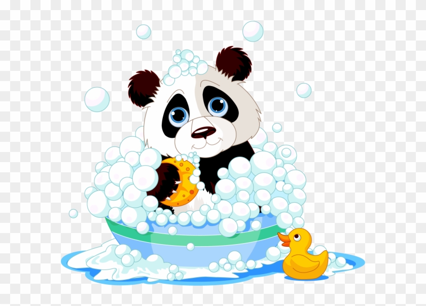 Panda Bears Cartoon Animal Images Free To Download - Cartoon Zoo Animals Taking A Bath #857911