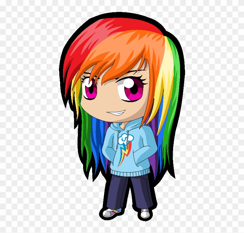 Rainbow Dash Pinkie Pie Rarity Applejack Facial Expression - Chibi Girl With Rainbow Hair #857969