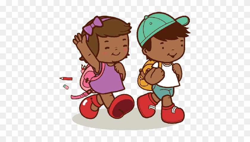 African American Kids Walk To School Clipart The Arts - Walking To School Clipart #858426