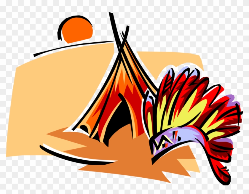 Vector Illustration Of Native American Indigenous Indian - Pow Wow Clip Art #858627