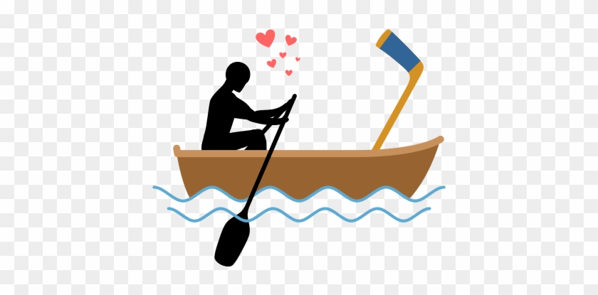 Guy And Hockey Stick Ride In Boat - Lovers On Boat Vector #858676