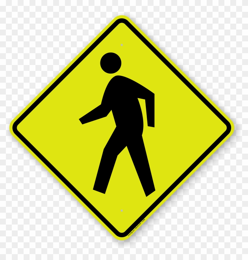 Pedestrian Crossing Symbol Fluorescent Diamond Grade - Pedestrian Sign #858707