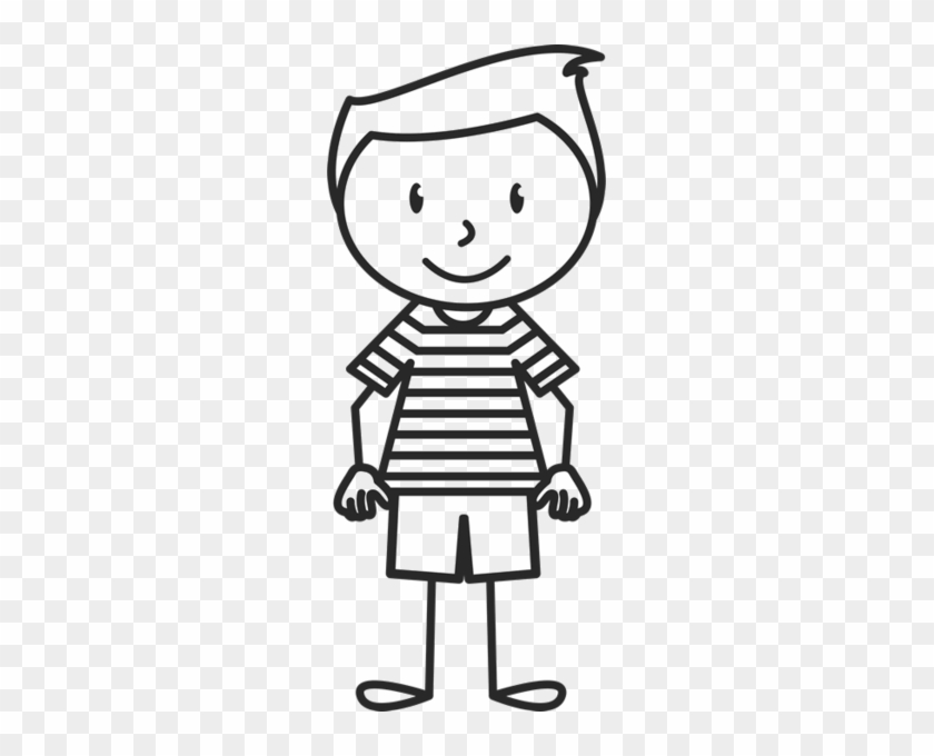 Boy With Striped Shirt Rubber Stamp - Boy Stick Figure Png #859051