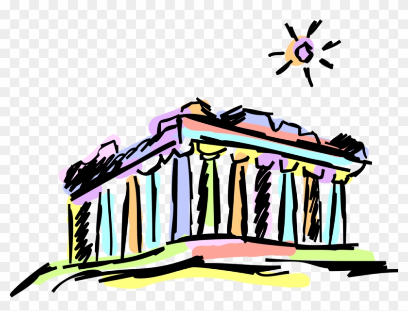 Vector Illustration Of Classical Greece Greek Temple - Acropolis Of Athens #859814
