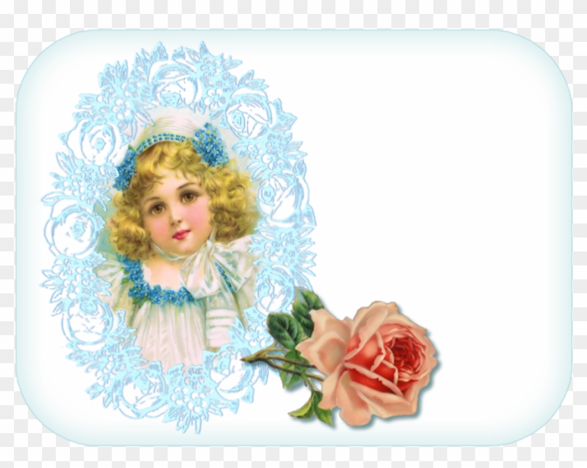 #free #antique #bonnet #bow #card #child #craft #damask - Vintage Rose Necklace Oval Charm #860223