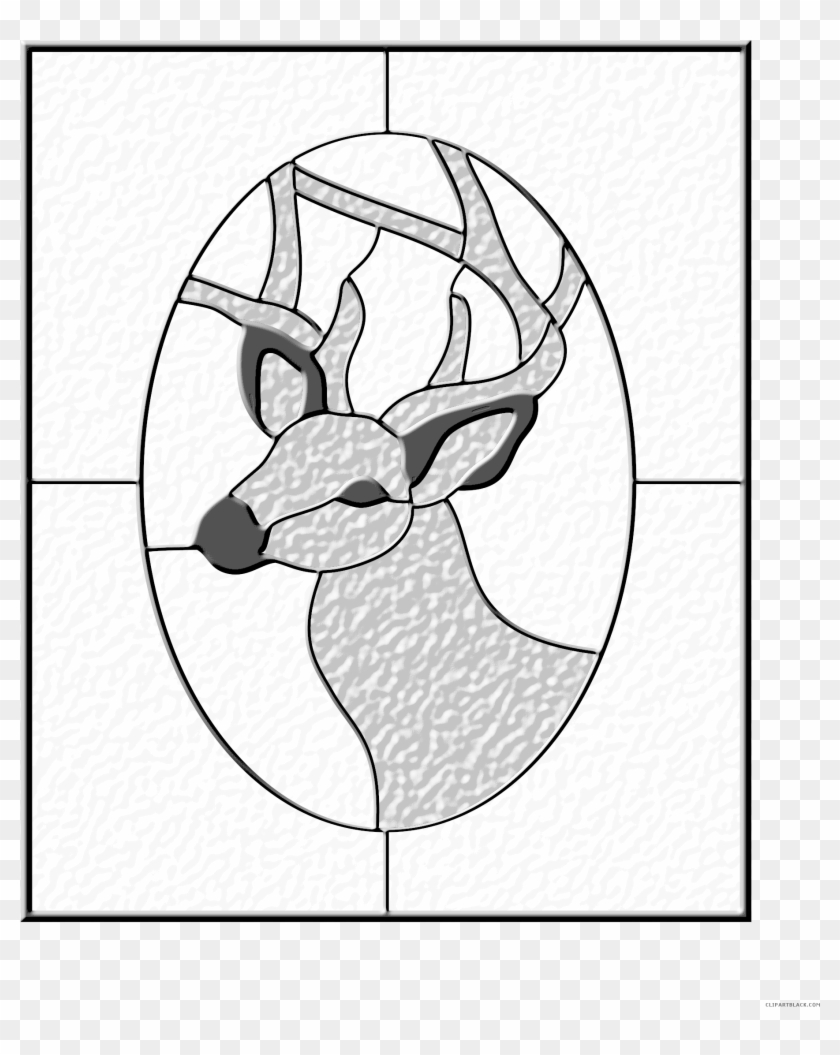 Deer Animal Free Black White Clipart Images Clipartblack - Stained Glass #860573
