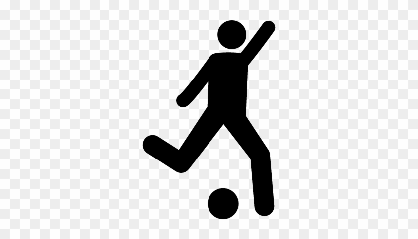 Football Player Attempting To Kick Ball Vector - Stick Man Kicking Ball #860682