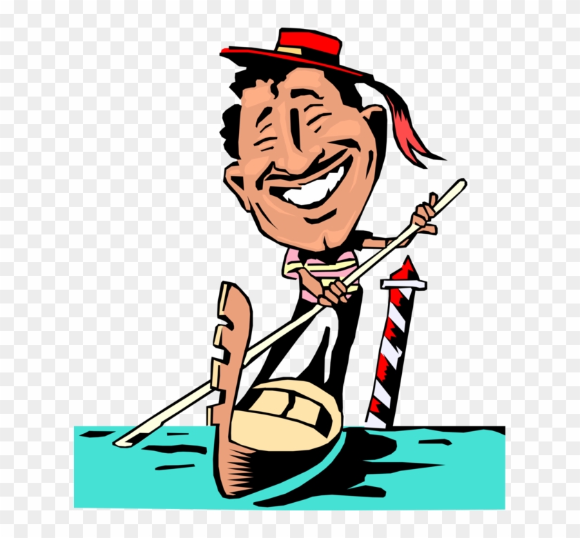 Vector Illustration Of Venetian Gondola Gondolier In - Italian People Clip Art #860761