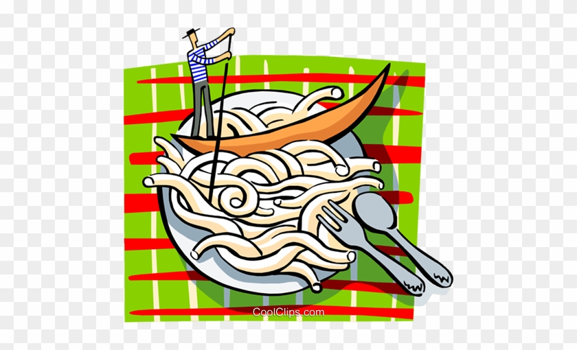 Man In Gondola In Plate Of Pasta Royalty Free Vector - Prato De Espaguete Desenho Em Png #860770