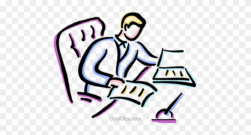 Man Doing Paper Work At His Desk Royalty Free Vector - Paper #860811