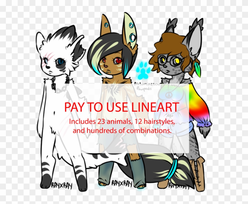 Chibi Anthro P2u Lineart Pack By Rayxray - Line Art #861116