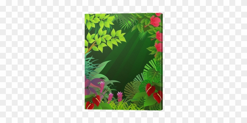 Illustration Of Tropical Forest Background Canvas Print - Jasper, Amazon Parrot: A Rainforest Adventure #861159