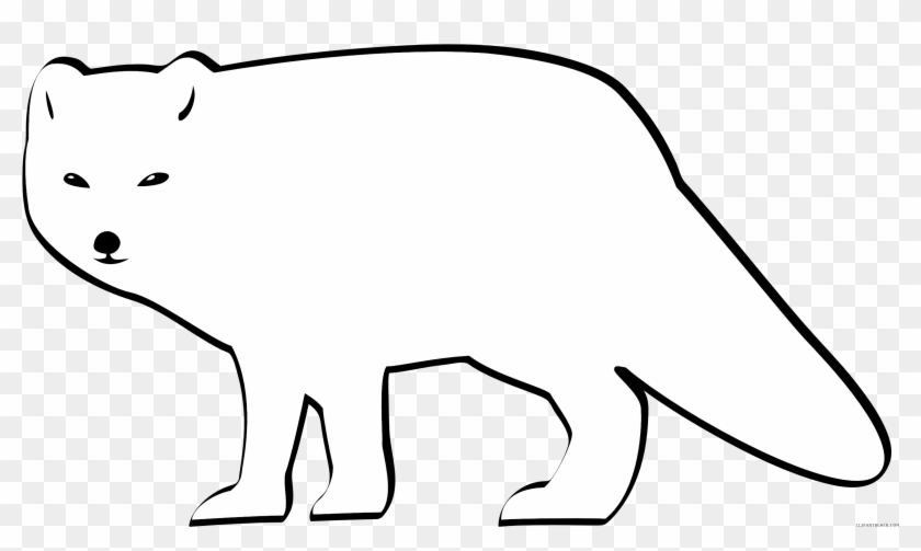 Arctic Fox Animal Free Black White Clipart Images Clipartblack - Outline Of A Arctic Fox #861179