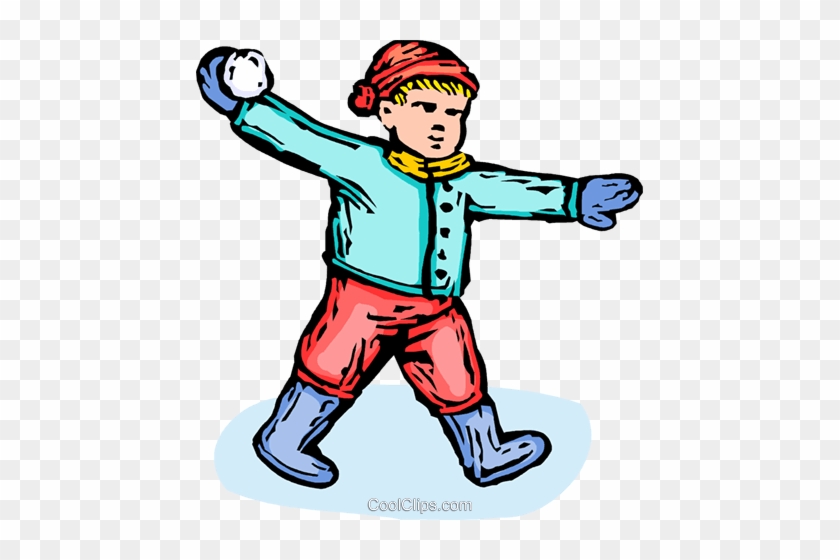 Boy Throwing A Snowball Royalty Free Vector Clip Art - Boy Throwing A Snowball #861222