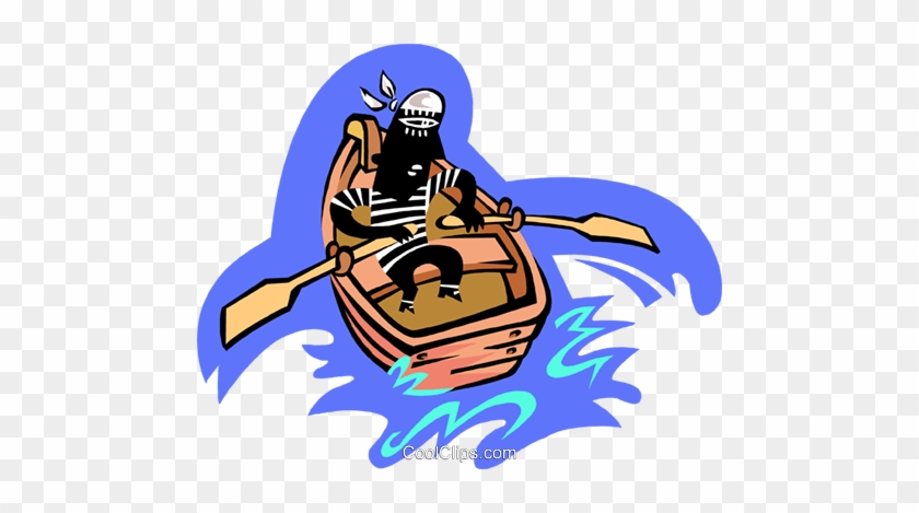 Man In Row Boat Royalty Free Vector Clip Art Illustration - Man In Row Boat Royalty Free Vector Clip Art Illustration #861335
