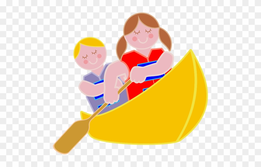 Girl Rowing Boat Clipart - Boy And Girl In Canoe #861356