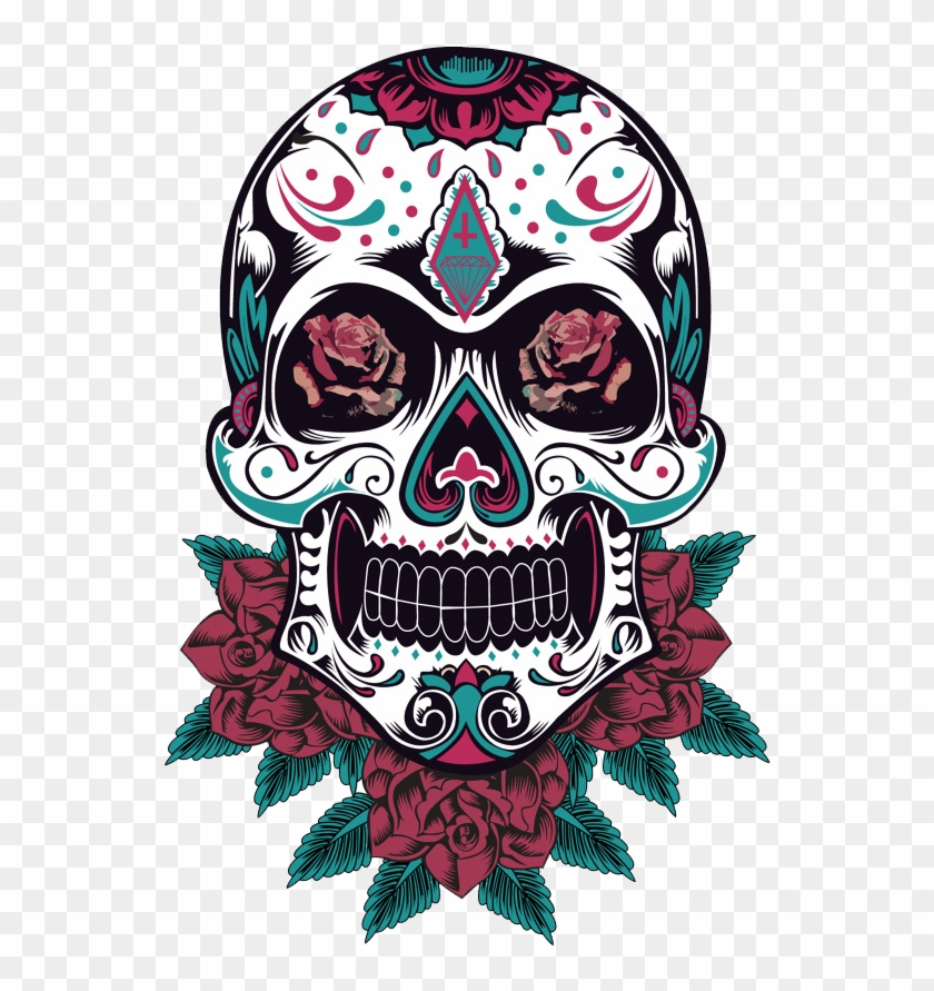 Tattoo Sugar Skulls, Sugar Skull Art, Mexican Tattoo, - Osmdecals - Sugar Skull Sticker Version 12 - Day Decal #861897