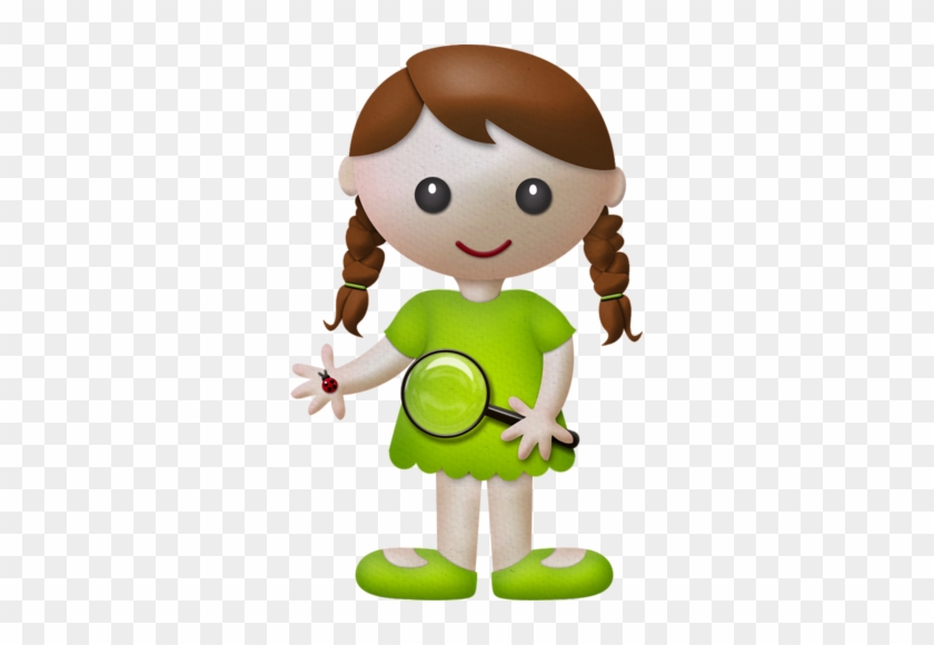 Brown Haired Girl With Ladybug - Clip Art #861937