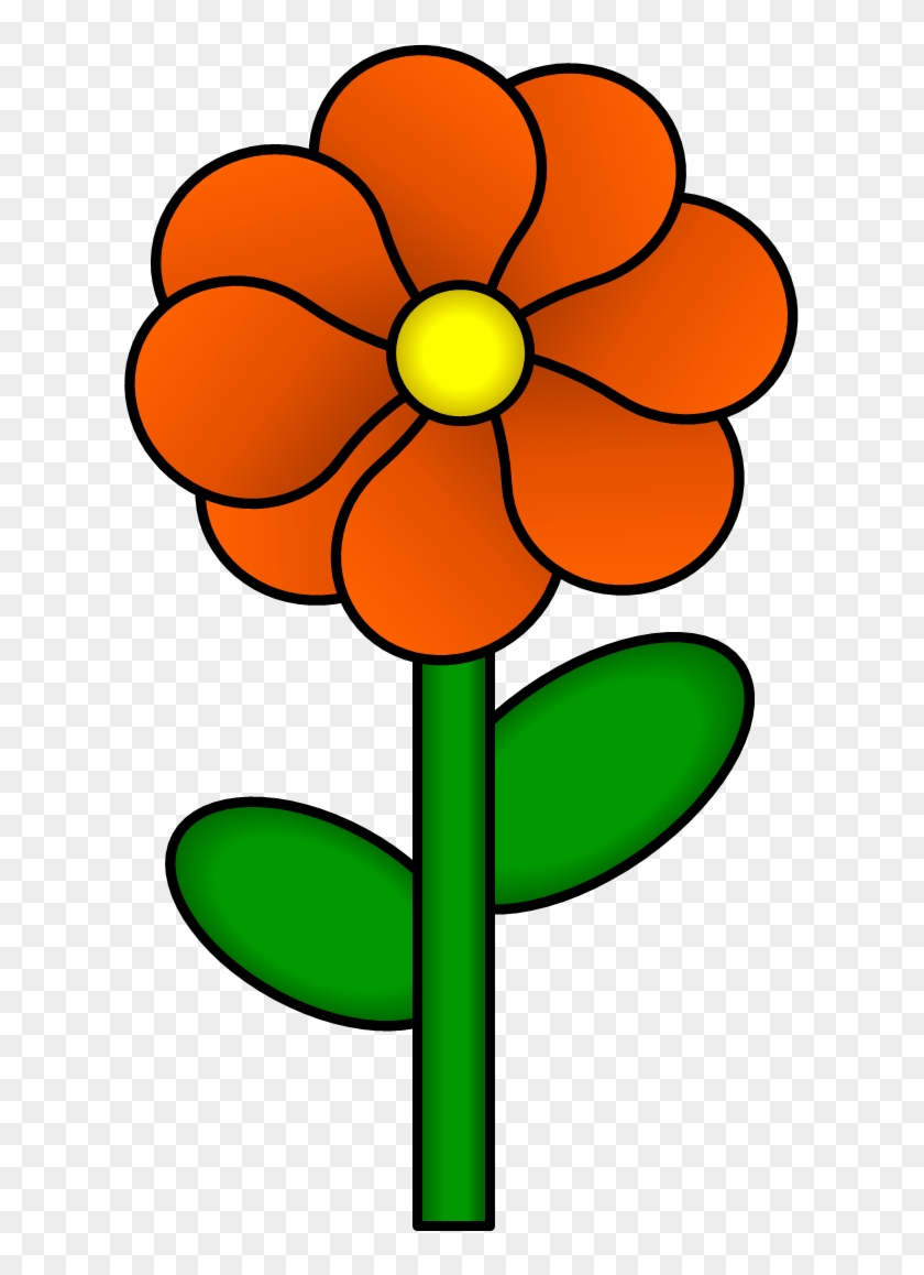 Orange Flower Clipart Flower Stem - Flower With Stem Clipart #157894
