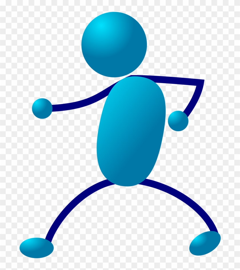 Stick Figure Stickman Walk Karate Man Punch Blue - Stick People Clip Art #159305