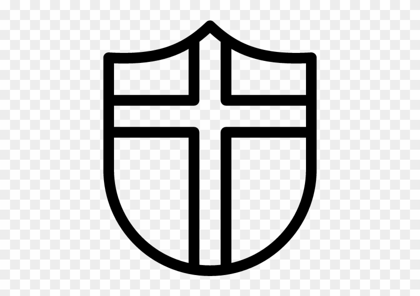 Shield Icon - Shield Outline With Cross #159535