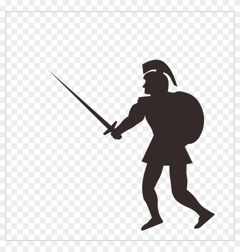 Soldier Gladius Sword Roman Army Clip Art - Roman Soldier Silhouette Png #160446