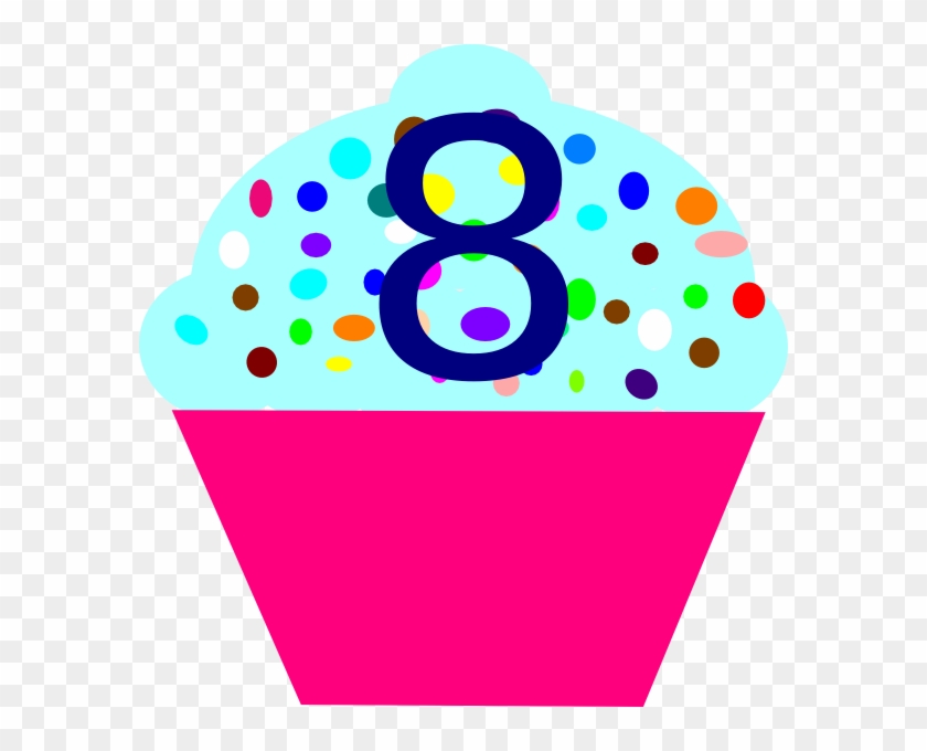 Birthday Cupcake Clipart - Eight Years Old Clipart #160457