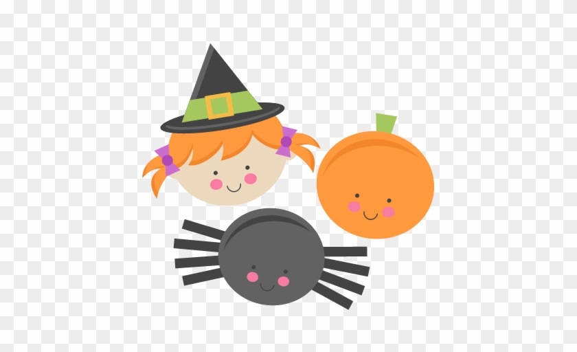 Cute Halloween Monsters Witch Pumpkin Spider Svg Scrapbook - Cute Halloween Pumpkin Png #161289