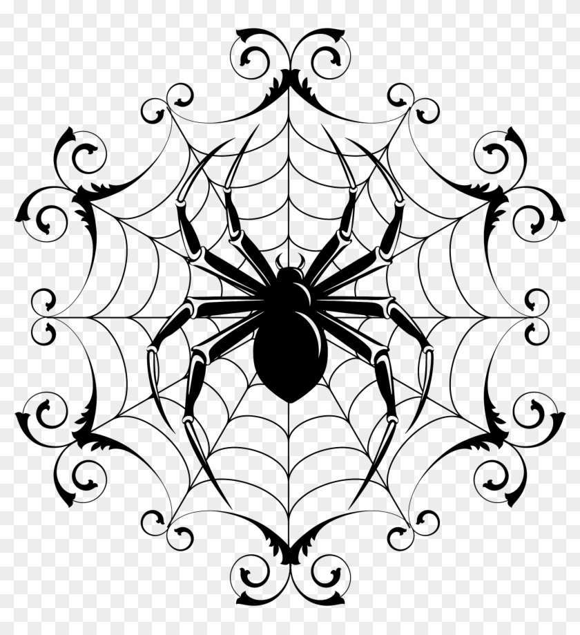 Spider And Spider Web Image - Halloween Drawings Of Spiders #161599