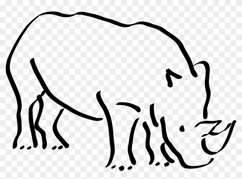 Rhino - Clipart - Rhino Cartoon Black And White #162174