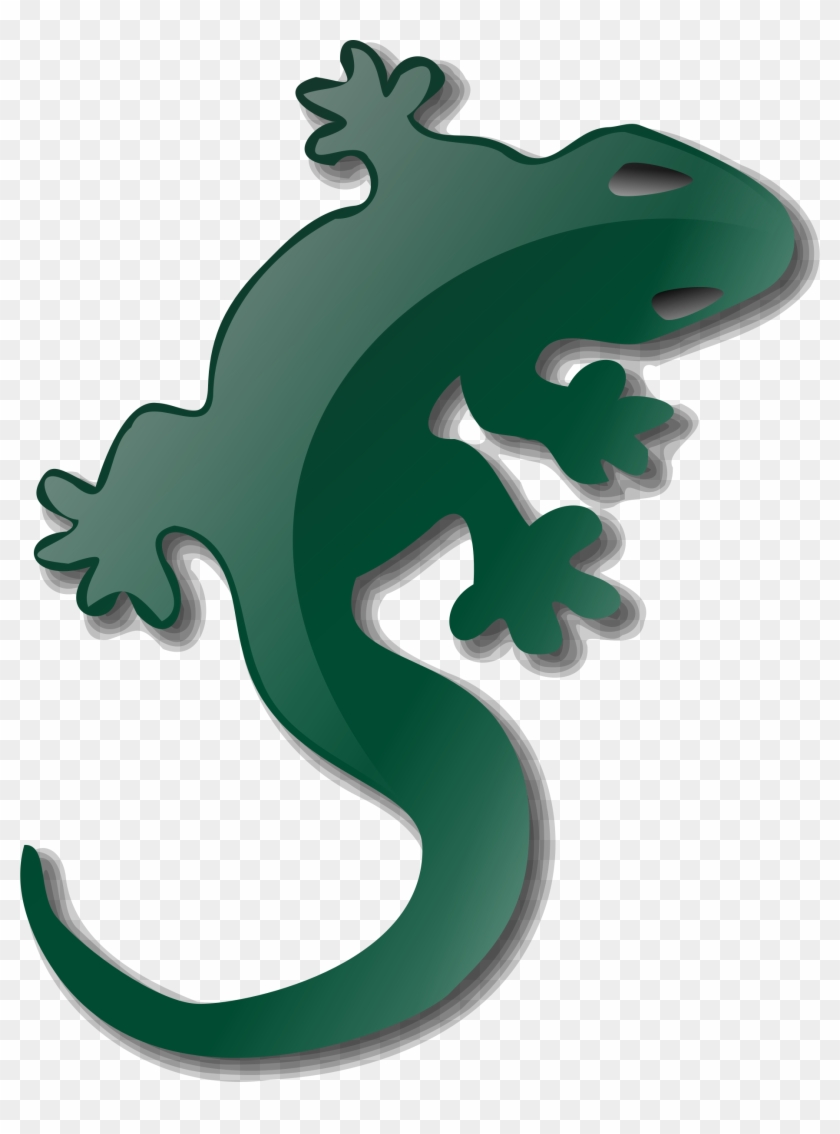 Green Lizard Silhouette Clip Art - Yellow Spotted Lizard Drawing #162282